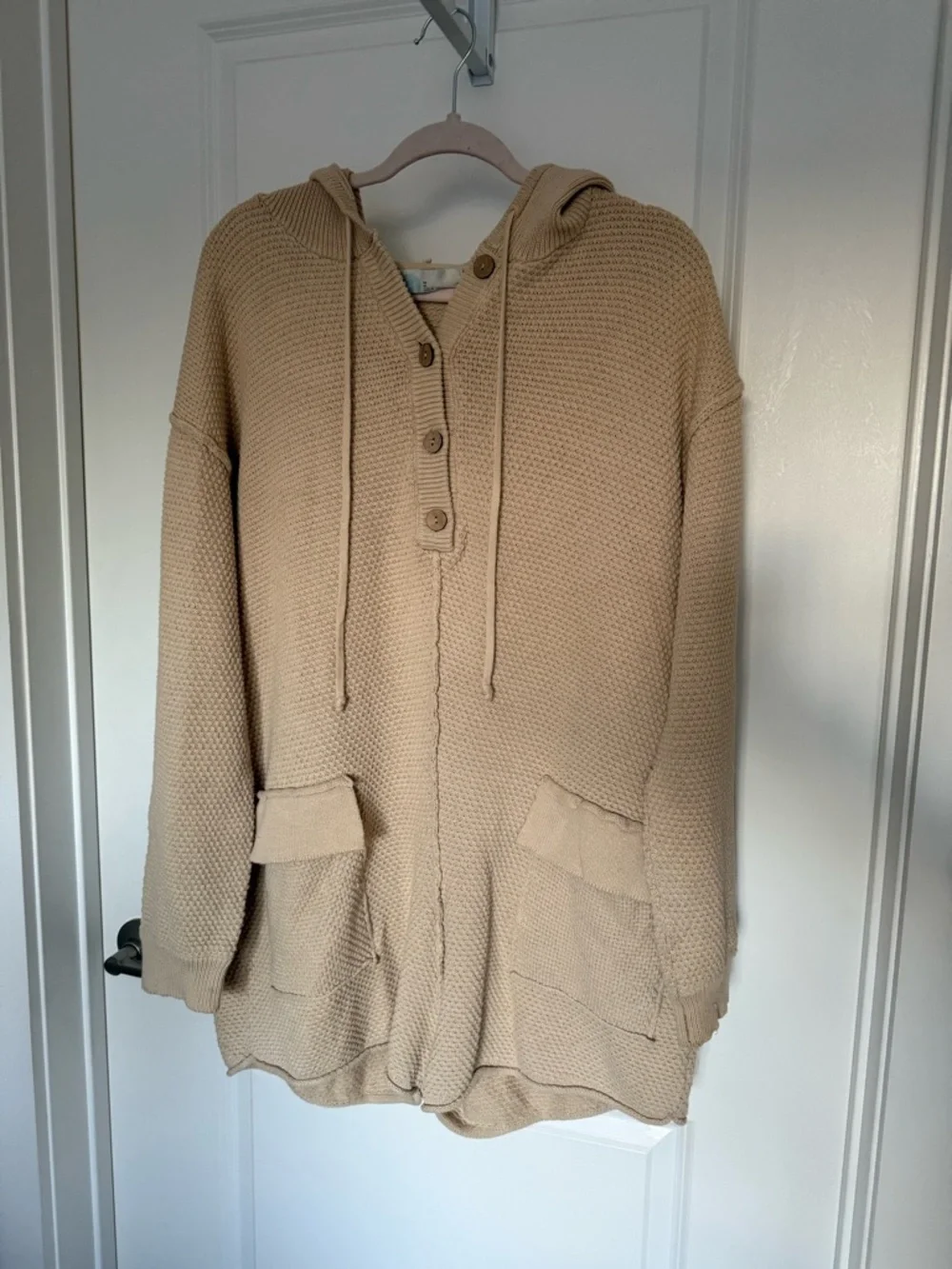 Free People Cream Knit Hooded Romper